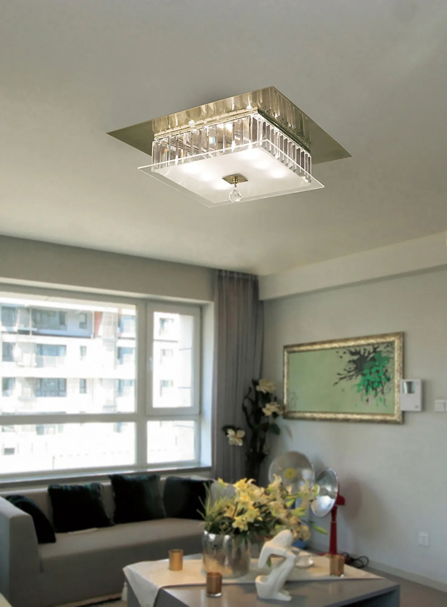 Tosca Crystal Ceiling Lights Diyas Ringed & Square Crystal Fittings Tosca Crystal Ceiling Lights Diyas Ringed & Square Crystal Fittings